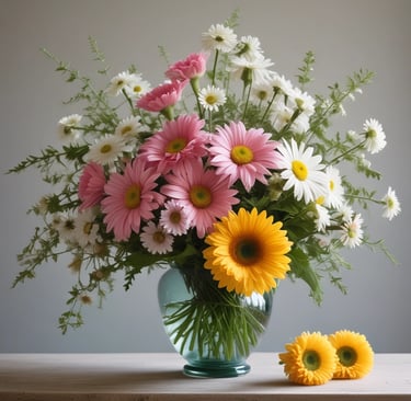 A colorful mix of gerberas, astromelias, and daisies perfect for birthday celebrations.