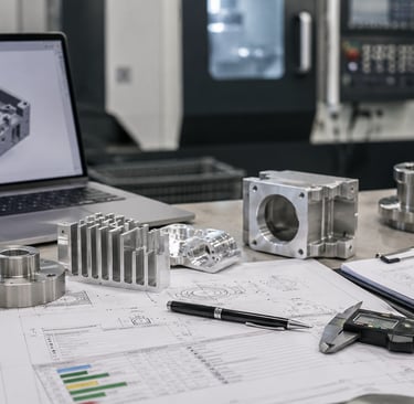 CNC machined parts, engineering drawings and inspection documents for supplier evaluation