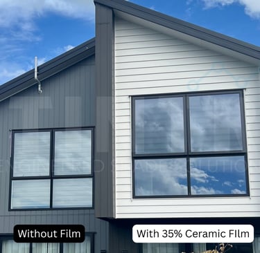 Residential window tinting on modern Auckland townhouse for heat reduction