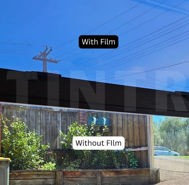 Dark home window tinting to block neighbors' view and reduce glare