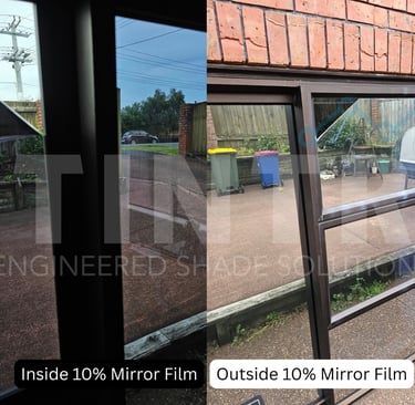 One-way mirror privacy film for daytime security and glass reflection