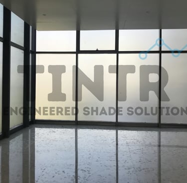 Frosted glass film for residential bathroom privacy