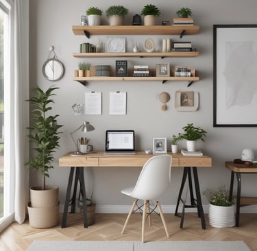 A cozy workspace with a laptop, notebook, and a cup of coffee, inviting thoughtful reflection on money habits.