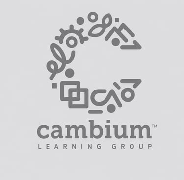 Cambium Learning Group logo featuring a grey stylized 'C' icon made of various abstract educational symbols.