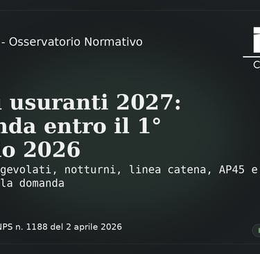 NexPensioni Osservatorio Normativo Messaggio INPS n. 1188/2026 sulla domanda per lavori usuranti entro il 1° maggio 2026