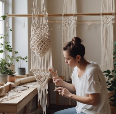 usuaria tomando el taller de macramé básico