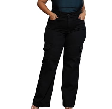 calça wide leg plus size preta básica versátil guarda roupa cápsula