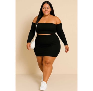conjunto plus size cropped e short com botões estilo moderno barato