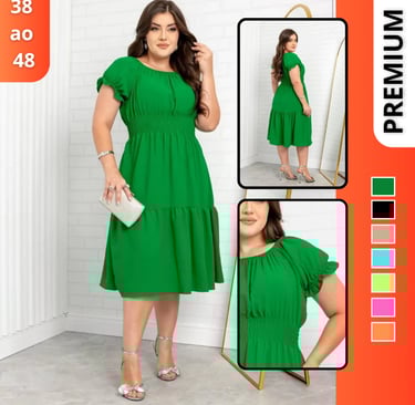 vestido midi plus size elegante versátil para várias ocasiões