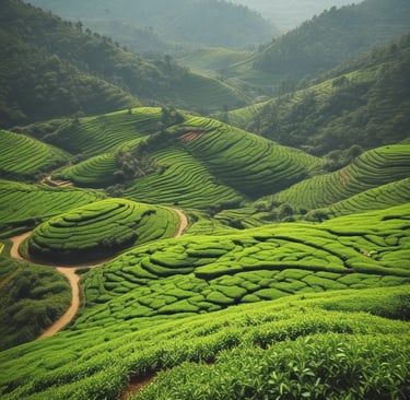 A vibrant poster featuring a serene mountain landscape with a motivational quote overlay.