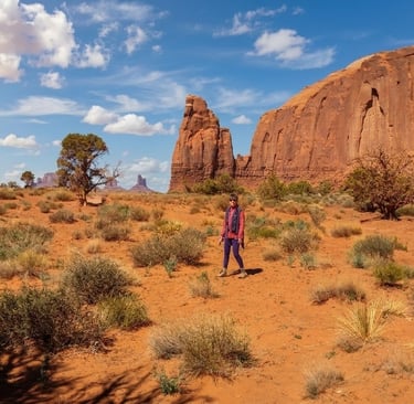 A classic view from The Hub: The Totem Pole and Hunts Mesa