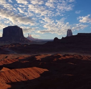 Ethereal scenes along the17-mile scenic dirt loop at Monument Valley Navajo Tribal Park 
