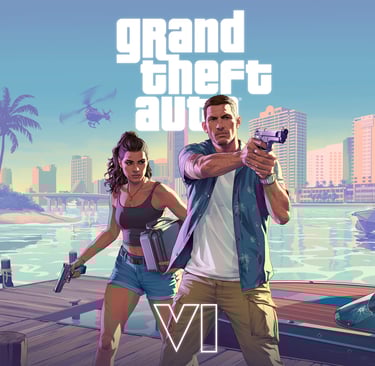 banner GTA 6 com Lucia e Jason(os protagonistas)