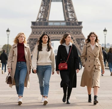A candid shot of a woman pausing to admire a small café window on a quiet Canadian street.