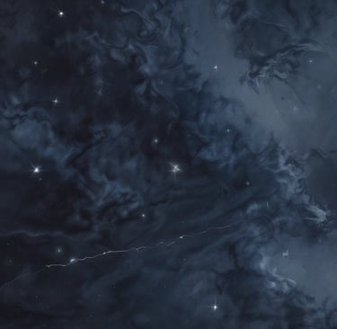 A sleek, minimalist dark blue galaxy-inspired background with subtle stars.