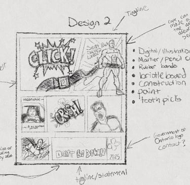 Sketch of concept for buckle hero poster