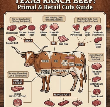 Texas Ranchers Beef and Beef Cuts from Cattle