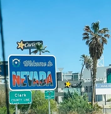 Northbound I-15 crossing from California into Nevada