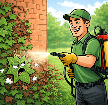 Chemický postřik na břečťan a dřeviny