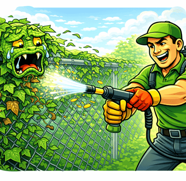 Likvidace břečťanu na plotu