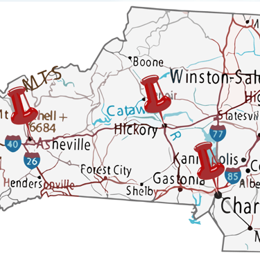 north carolina map showing passion painters service area within 50 miles of asheville including old fort marion, morganton.