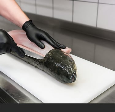 Realização de cortes em um peixe