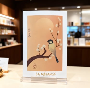 Carte postale d'une mésange colorée sur une branche