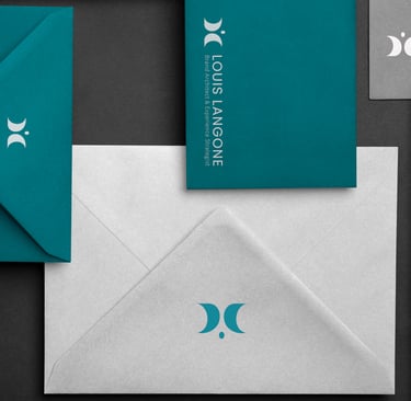The Path Divider visual identity on stationery – envelope, business card and letterhead