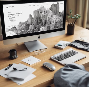 A colorful mood board featuring fonts, images, and color palettes for a client’s website project.