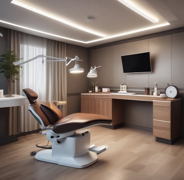 Luxurious treatment room setup with soft lighting and plush decor at Luxora Aesthetics