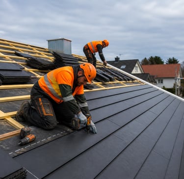 Pose de toiture métallique avec finitions professionnelles