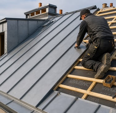 Pose de toiture en zinc – technique à joint debout