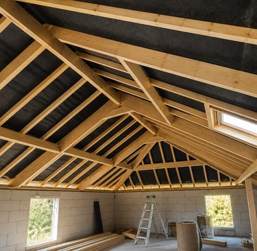 Charpente en bois – structure de toiture intérieure