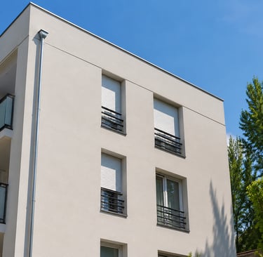 Façade moderne avec isolation thermique extérieure