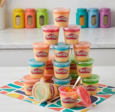 Gelatinas de sabores, con tematica de play-doh especiales para fiestas infantiles