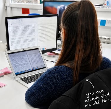 Medical writer working at her laptop
