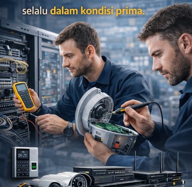 maintenance CCTV, Akses Door, Alarm System, Networking, IP PABX, Tools, dan Tray & Kabel