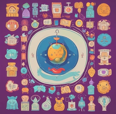 Stack of educational books and notebooks with a globe in the background.