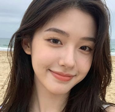 Close-up of a woman applying balm outdoors with Jervis Bay coastline in the background at sunset.