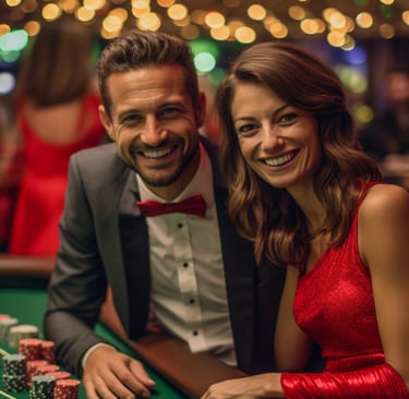 Happy Couple at a casino party