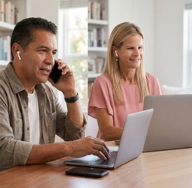 man and woman on laptops