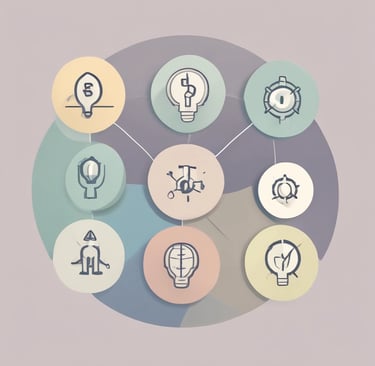 Black and white image of a blueprint with startup icons and tools overlayed, evoking construction and planning.