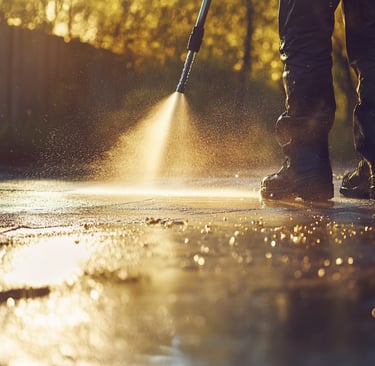 Pressure washing a driveway in Alhaurín el Grande