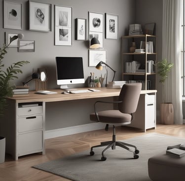 Close-up of a freshly assembled wooden bookshelf in a sunlit living room.