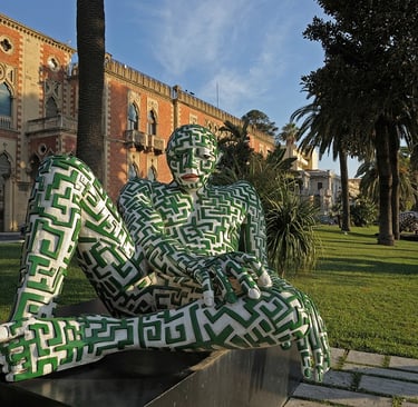 Rabarama maze sculpture on Lungomare Falcomatà in Reggio Calabria, Italy.