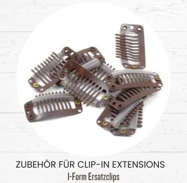 Brown I-Form replacement clips for DIY clip-in hair extensions accessories.