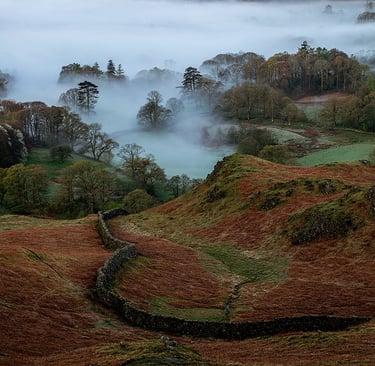 A misty valley from Gobarrow Fell in the Lake District, Cumbria, england ©Mick Howard