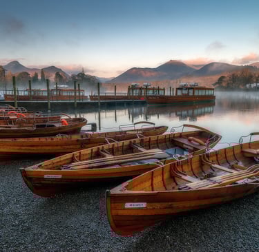 Rowing boats at the boat landing in Derwentwater ©Mick Howard
