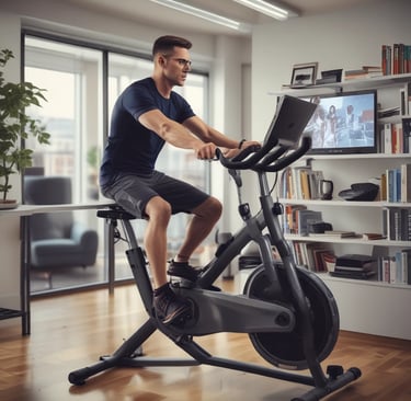Close-up of bike pedals with comfy foot straps ready for a workout.