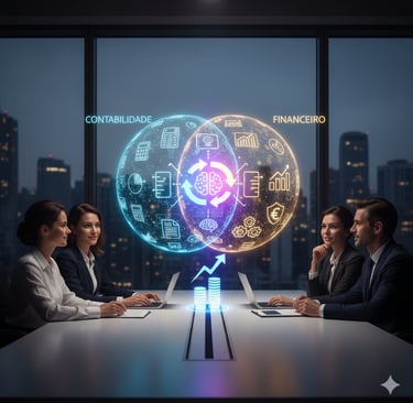 Empresário de terno em um escritório moderno, analisando gráficos de gestão financeira em um tablet,